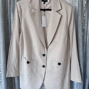 Universal Standard Beige Linen Blazer